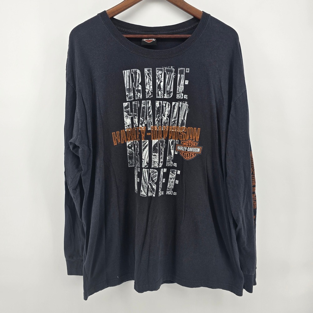 Harley Davidson Ride Hard Ride Free Long Sleeve Shirt New River Gorge WV Black